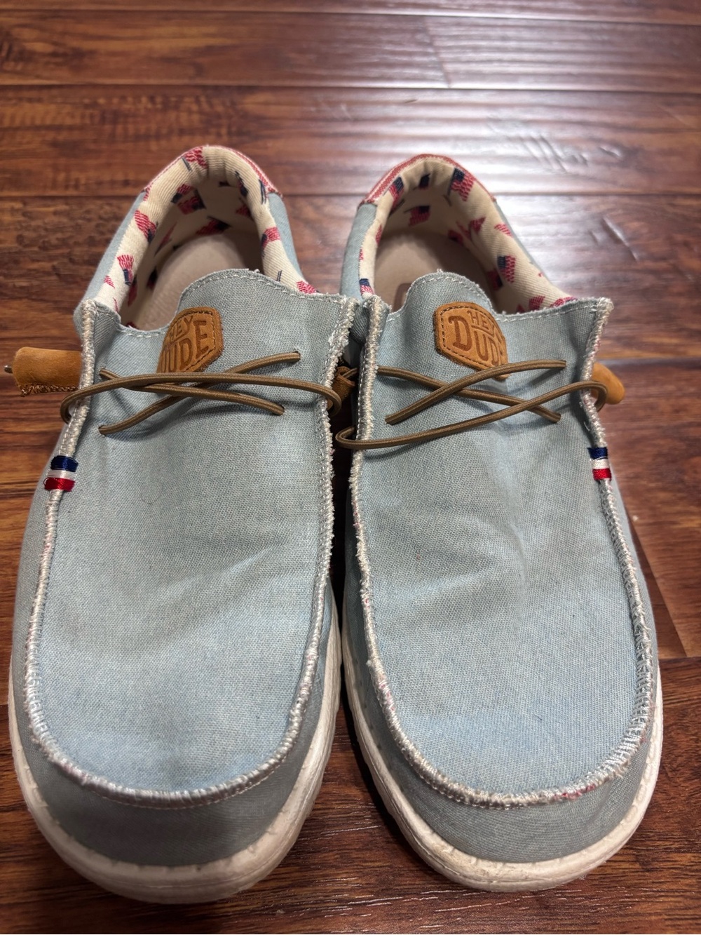 Hey Dude Light Blue Canvas Slip-On Loafer with Tan Accents